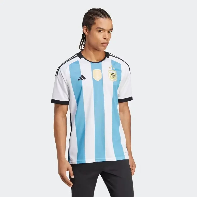 MAILLOT ARGENTINE DOMICILE 3 ÉTOILES MESSI 2023/2024 BLANC/BLEU Sportifoot