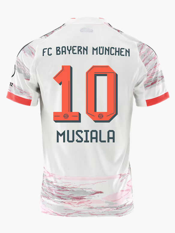 MAILLOT JAMAL MUSIALA BAYERN MUNICH EXTERIEUR HOMME BLANC 2025/2026
