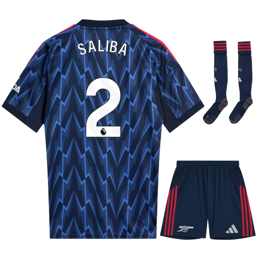 MAILLOT ARSENAL KIT ENFANT SALIBA EXTERIEUR BLEU 2025/2026