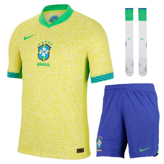 MAILLOT KIT ENFANT BRESIL DOMICILE JAUNE 2024/2025