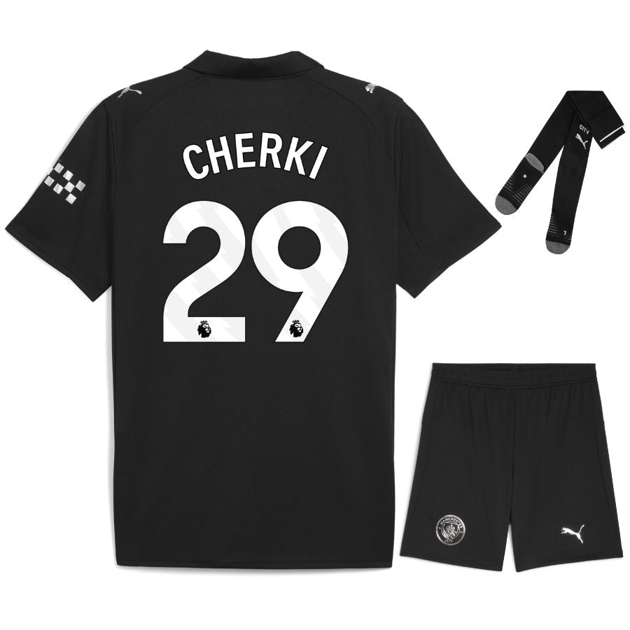 maillot manchester city kit enfant noir exterieur 2025/2026 Cherki