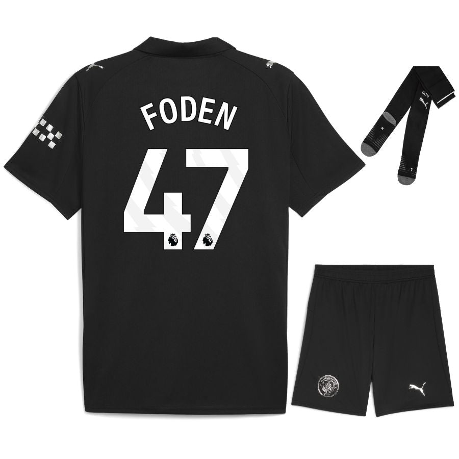 maillot manchester city kit enfant noir exterieur 2025/2026 Foden