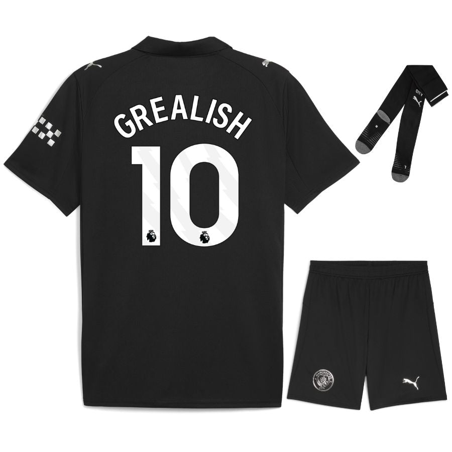 maillot manchester city kit enfant noir exterieur 2025/2026 Grealish