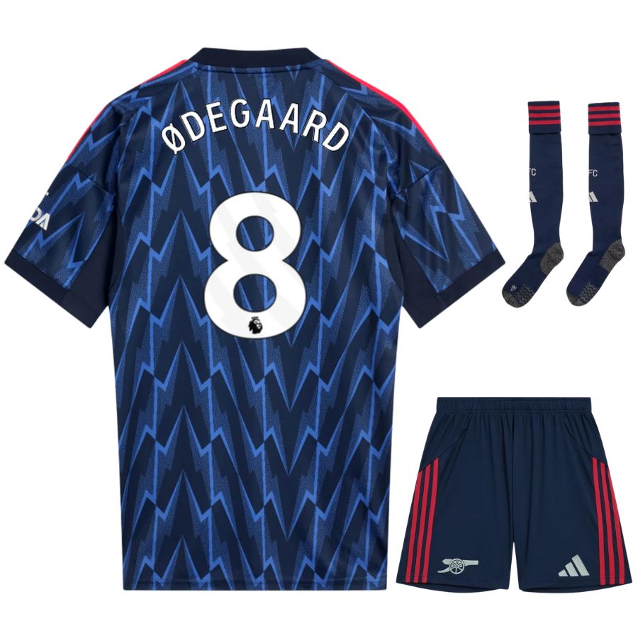 MAILLOT ARSENAL KIT ENFANT Odegaard EXTERIEUR BLEU 2025/2026
