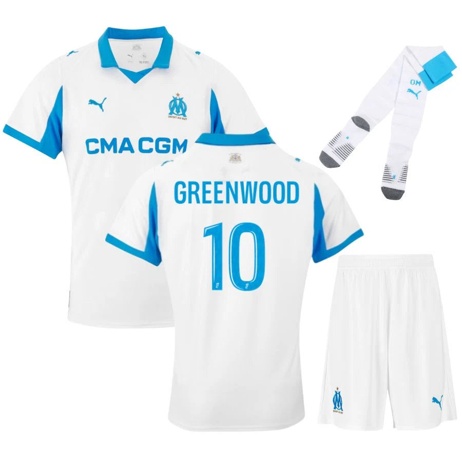 maillot enfant om kit greenwood olympique de marseille domicile 2025/2026
