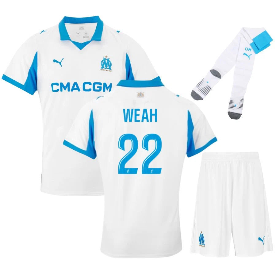 maillot enfant om kit weah olympique de marseille domicile 2025/2026